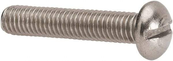 Value Collection - #10-32 UNF, 1" Length Under Head Slotted Drive Machine Screw - Round Head, Grade 316 Stainless Steel, Uncoated, Without Washer - Americas Industrial Supply