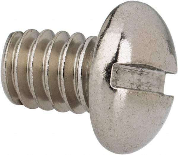 Value Collection - 1/4-20 UNC, 3/8" Length Under Head Slotted Drive Machine Screw - Round Head, Grade 316 Stainless Steel, Uncoated, Without Washer - Americas Industrial Supply