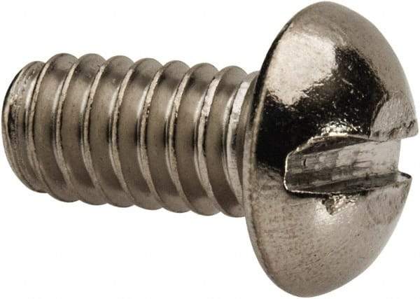 Value Collection - 1/4-20 UNC, 1/2" Length Under Head Slotted Drive Machine Screw - Round Head, Grade 316 Stainless Steel, Uncoated, Without Washer - Americas Industrial Supply