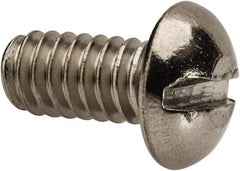 Value Collection - 1/4-20 UNC, 1/2" Length Under Head Slotted Drive Machine Screw - Round Head, Grade 316 Stainless Steel, Uncoated, Without Washer - Americas Industrial Supply