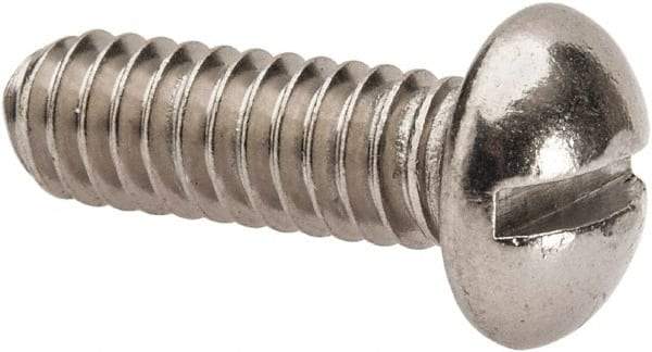 Value Collection - 1/4-20 UNC, 3/4" Length Under Head Slotted Drive Machine Screw - Round Head, Grade 316 Stainless Steel, Uncoated, Without Washer - Americas Industrial Supply