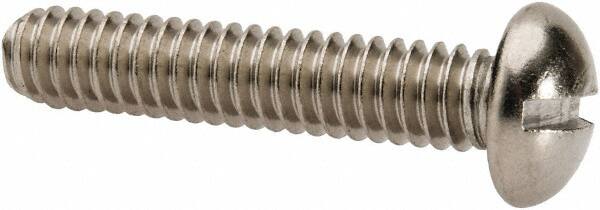 Value Collection - 1/4-20 UNC, 1-1/4" Length Under Head Slotted Drive Machine Screw - Round Head, Grade 316 Stainless Steel, Uncoated, Without Washer - Americas Industrial Supply