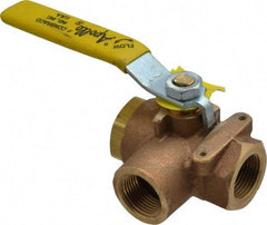 Apollo - 3/4" Pipe, Standard Port, Bronze Standard Ball Valve - Three Way, FNPT x FNPT x FNPT Ends, Lever Handle, 400 WOG - Americas Industrial Supply