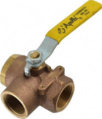 Apollo - 1" Pipe, Large Port, Bronze Standard Ball Valve - Three Way, FNPT x FNPT x FNPT Ends, Lever Handle, 400 WOG - Americas Industrial Supply
