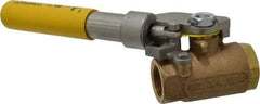 Apollo - 3/4" Pipe, Bronze Standard Ball Valve - 2 Piece, Inline - One Way Flow, FNPT x FNPT Ends, Deadman Lever (Spring Return to Close) Handle, 600 WOG, 150 WSP - Americas Industrial Supply