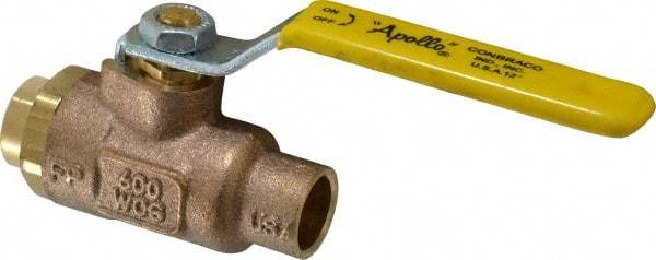 Apollo - 1/2" Pipe, Standard Port, Bronze Standard Ball Valve - 2 Piece, Inline - One Way Flow, Soldered x Soldered Ends, Lever Handle, 600 WOG, 125 WSP - Americas Industrial Supply