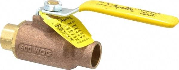 Apollo - 3/4" Pipe, Standard Port, Bronze Standard Ball Valve - 2 Piece, Inline - One Way Flow, Soldered x Soldered Ends, Lever Handle, 600 WOG, 125 WSP - Americas Industrial Supply