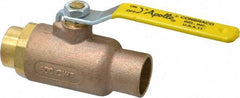 Apollo - 1" Pipe, Standard Port, Bronze Standard Ball Valve - 2 Piece, Inline - One Way Flow, Soldered x Soldered Ends, Lever Handle, 600 WOG, 125 WSP - Americas Industrial Supply