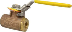Apollo - 1/4" Pipe, Bronze Standard Ball Valve - 2 Piece, Inline - One Way Flow, FNPT x FNPT Ends, Locking Lever Handle, 600 WOG - Americas Industrial Supply