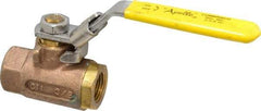 Apollo - 3/8" Pipe, Bronze Standard Ball Valve - 2 Piece, Inline - One Way Flow, FNPT x FNPT Ends, Locking Lever Handle, 600 WOG - Americas Industrial Supply