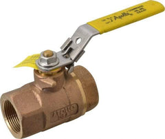 Apollo - 1-1/4" Pipe, Bronze Standard Ball Valve - 2 Piece, Inline - One Way Flow, FNPT x FNPT Ends, Locking Lever Handle, 600 WOG - Americas Industrial Supply