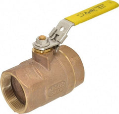 Apollo - 2" Pipe, Bronze Standard Ball Valve - 2 Piece, Inline - One Way Flow, FNPT x FNPT Ends, Locking Lever Handle, 600 WOG - Americas Industrial Supply