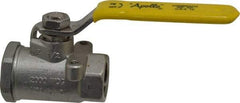 Apollo - 1/2" Pipe, Stainless Steel Standard Ball Valve - 2 Piece, Inline - One Way Flow, FNPT x FNPT Ends, Lever Handle, 2,000 WOG, 150 WSP - Americas Industrial Supply