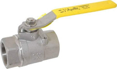 Apollo - 1-1/2" Pipe, Stainless Steel Standard Ball Valve - 2 Piece, Inline - One Way Flow, FNPT x FNPT Ends, Lever Handle, 1,500 WOG, 150 WSP - Americas Industrial Supply