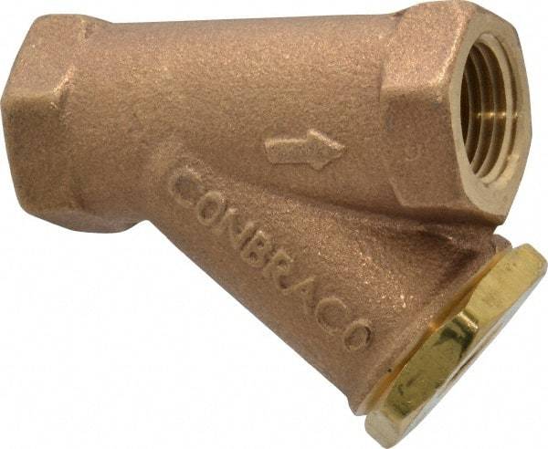 Conbraco - 1/2" Pipe, FNPT Ends, Cast Bronze Y-Strainer - 400 psi WOG Rating - Americas Industrial Supply