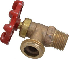 Conbraco - 1/2" Pipe, Bronze, MNPT x GHT End Connection, Boiler Drain Valve - 5/8" Long Shank, Handwheel Handle - Americas Industrial Supply