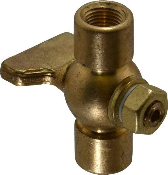 Conbraco - 1/8" Pipe, Tee Handle, FNPT x FNPT End Connection, Air Cock - 200 Max psi, Brass - Americas Industrial Supply