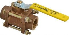 Apollo - 3/4" Pipe, Full Port, Bronze Standard Ball Valve - 3 Piece, Inline - One Way Flow, FNPT x FNPT Ends, Lever Handle, 600 WOG, 150 WSP - Americas Industrial Supply