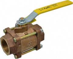 Apollo - 1-1/2" Pipe, Full Port, Bronze Standard Ball Valve - 3 Piece, Inline - One Way Flow, FNPT x FNPT Ends, Lever Handle, 600 WOG, 150 WSP - Americas Industrial Supply