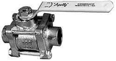 Apollo - 3/4" Pipe, Full Port, Bronze Standard Ball Valve - 3 Piece, Inline - One Way Flow, Soldered x Soldered Ends, Lever Handle, 600 WOG, 150 WSP - Americas Industrial Supply