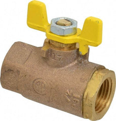 Conbraco - 1/2" Pipe, Brass, Straight Shut Off without Side Tap, Gas Ball Valve - Tee Handle, FNPT x FNPT End Connections - Americas Industrial Supply