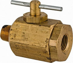 Apollo - 1/8" Pipe, MNPT x FNPT End Connections, Brass, Inline, Two Way Flow, Instrumentation Ball Valve - 400 psi WOG Rating, Tee Handle, Buna N Seal, PTFE Seat - Americas Industrial Supply