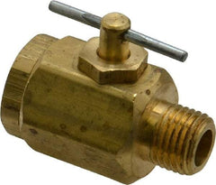 Apollo - 1/4" Pipe, MNPT x FNPT End Connections, Brass, Inline, Two Way Flow, Instrumentation Ball Valve - 400 psi WOG Rating, Tee Handle, Buna N Seal, PTFE Seat - Americas Industrial Supply