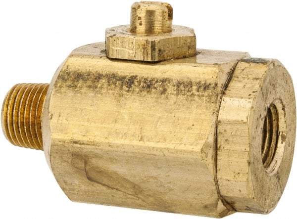 Apollo - 1/8" Pipe, MNPT x FNPT End Connections, Brass, Inline, Two Way Flow, Instrumentation Ball Valve - 400 psi WOG Rating, Screw Slot Handle, Buna N Seal, PTFE Seat - Americas Industrial Supply