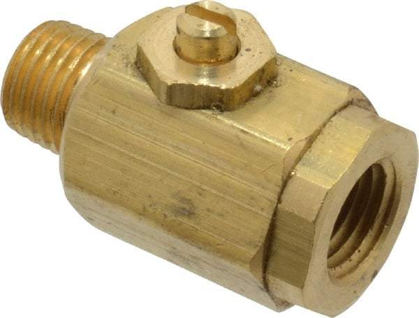 Apollo - 1/4" Pipe, MNPT x FNPT End Connections, Bronze, Inline, Two Way Flow, Instrumentation Ball Valve - 400 psi WOG Rating, Screw Slot Handle, Buna N Seal, PTFE Seat - Americas Industrial Supply