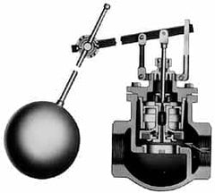 Made in USA - 1/2" Pipe, Bronze, Globe Pattern-Single Seat, Automatic Float Valve - 130 psi, NPTF End Connections - Americas Industrial Supply