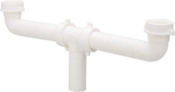 Federal Process - 1-1/2 Outside Diameter, Two Sink Traps with Center Outlet - 16 Inch Long, White, Polypropylene - Americas Industrial Supply