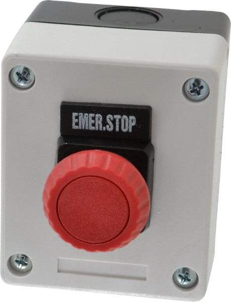 ACI - 1 Operator, Mushroom Head Control Station - Emergency Stop (Legend), (2) Maintained Switch, NO/NC Contact - Americas Industrial Supply