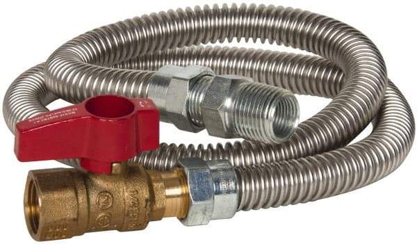 Dormont - 1/2" Inlet, 1/2" Outlet MIP x FIP with Straight Ball Valve Gas Connector - 36" Long, 3/8" Hose ID - Americas Industrial Supply