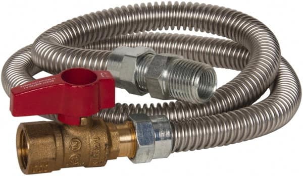 Dormont - 1/2" Inlet, 1/2" Outlet MIP x FIP with Straight Ball Valve Gas Connector - 48" Long, 3/8" Hose ID - Americas Industrial Supply