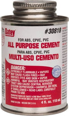 Oatey - 4 oz All-Purpose Medium Bodied Cement - Clear, Use with ABS, PVC & CPVC up to 6" Diam - Americas Industrial Supply