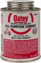 Oatey - 8 oz All-Purpose Medium Bodied Cement - Clear, Use with ABS, PVC & CPVC up to 6" Diam - Americas Industrial Supply