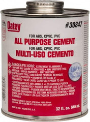 Oatey - 32 oz All-Purpose Medium Bodied Cement - Clear, Use with ABS, PVC & CPVC up to 6" Diam - Americas Industrial Supply