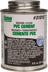 Oatey - 8 oz Medium Bodied Cement - Clear, Use with PVC up to 6" Diam - Americas Industrial Supply