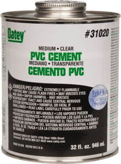 Oatey - 32 oz Medium Bodied Cement - Clear, Use with PVC up to 6" Diam - Americas Industrial Supply