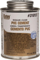 Oatey - 8 oz Regular Bodied Cement - Clear, Use with Schedule 40 PVC up to 4" Diam & Schedule 80 PVC up to 2" Diam - Americas Industrial Supply