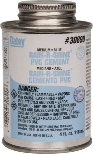 Oatey - 4 oz Medium Bodied Cement - Blue, Use with PVC up to 6" Diam - Americas Industrial Supply