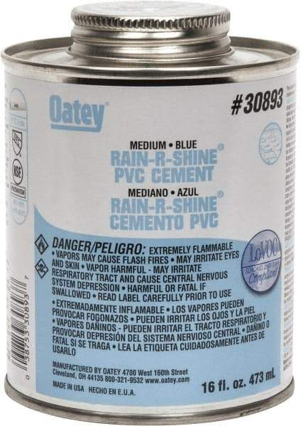 Oatey - 16 oz Medium Bodied Cement - Blue, Use with PVC up to 6" Diam - Americas Industrial Supply