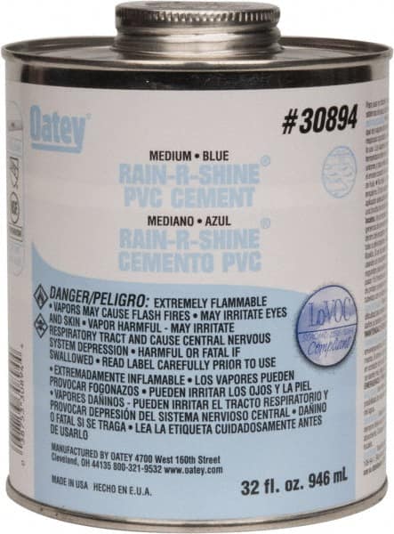 Oatey - 32 oz Medium Bodied Cement - Blue, Use with PVC up to 6" Diam - Americas Industrial Supply