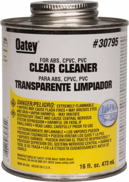 Oatey - 16 oz All-Purpose Cleaner - Clear, Use with ABS, PVC & CPVC For All Diameters - Americas Industrial Supply