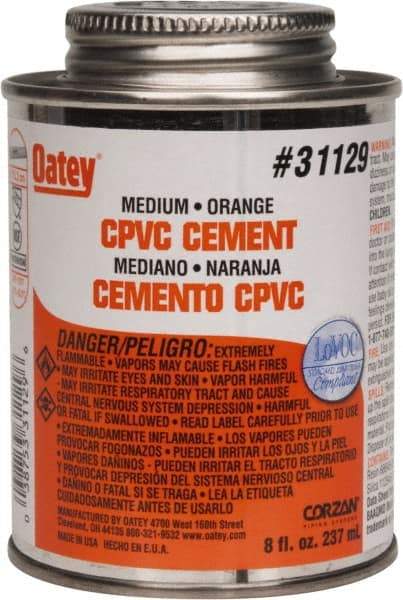 Oatey - 8 oz Medium Bodied Cement - Orange, Use with CPVC & CTS up to 6" Diam - Americas Industrial Supply