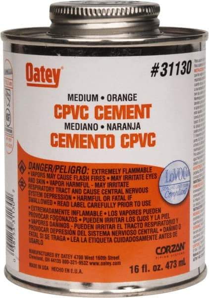 Oatey - 16 oz Medium Bodied Cement - Orange, Use with CPVC & CTS up to 6" Diam - Americas Industrial Supply