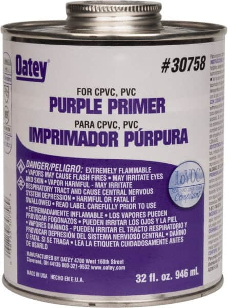 Oatey - 32 oz All Purpose Primer/Cleaner - Purple, Use with PVC & CPVC - Americas Industrial Supply