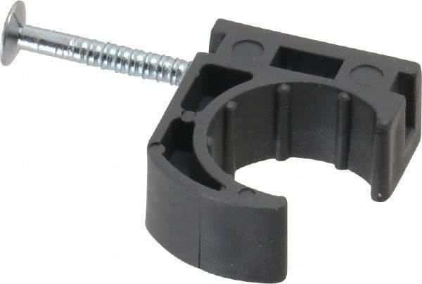 Oatey - 1/2" Pipe, Ribbed Pipe Clamp with Nail - Gray, Polyethylene - Americas Industrial Supply