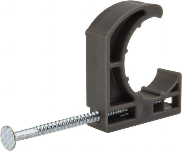 Oatey - 3/4" Pipe, Ribbed Pipe Clamp with Nail - Gray, Polyethylene - Americas Industrial Supply