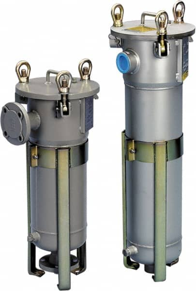 Parker - 2 Inch Pipe, FNPT End Connections, 10 Inch Long Cartridge, 33 Inch Long, Cartridge Filter Housing with Pressure Relief - 6 Cartridges, 30 Max GPM Flow Rate, 150 psi Max Working Pressure - Americas Industrial Supply